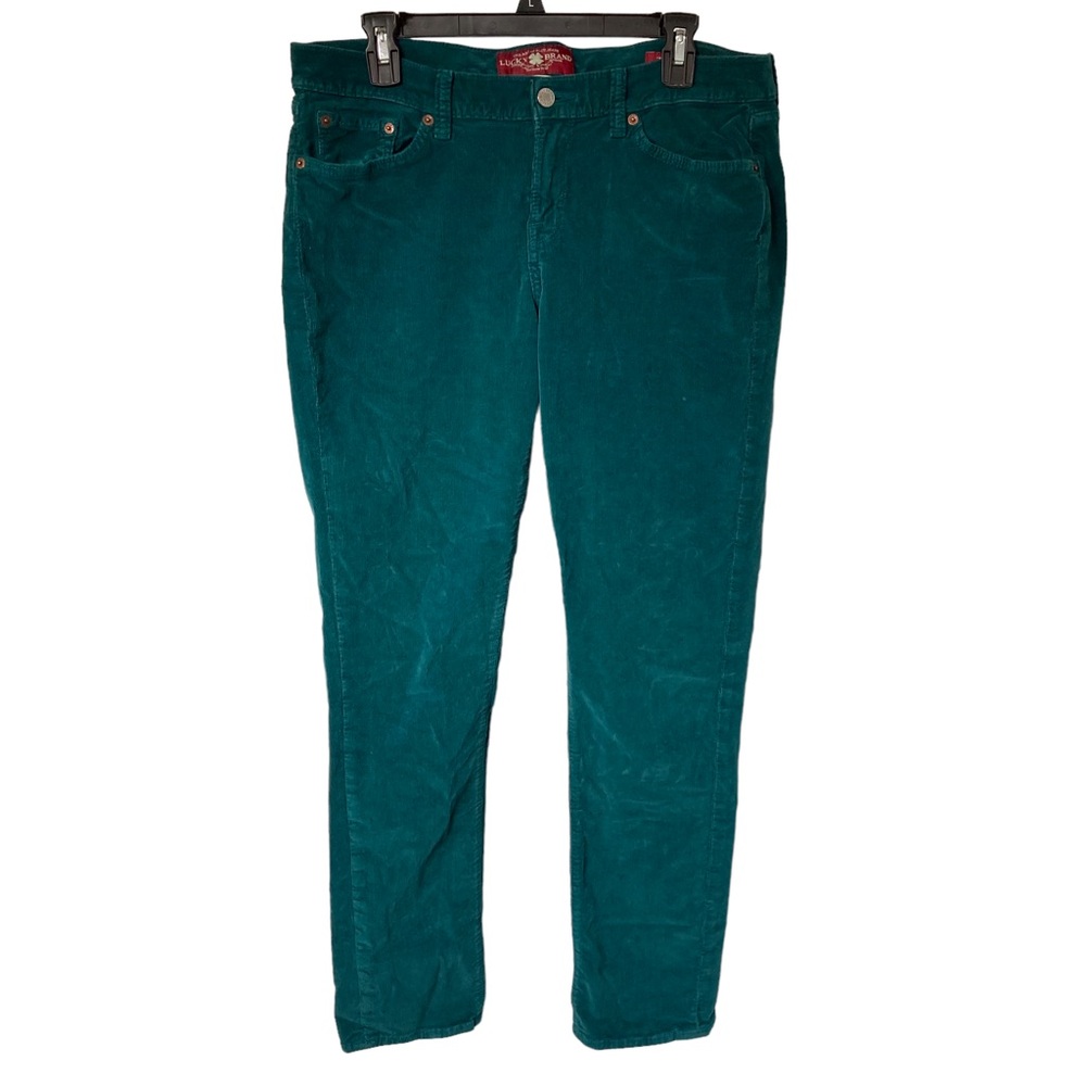 2/$15 Lucky Brand Zoe Skinny blue green mid rise cords women’s size 14